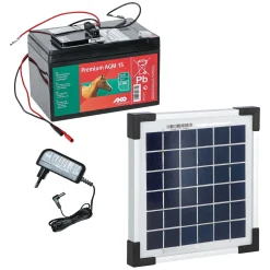 AKO Solarset 5 Watt - Solarmodul 5W und AGM Akku 12 V inkl. Laderegler und Netzteile