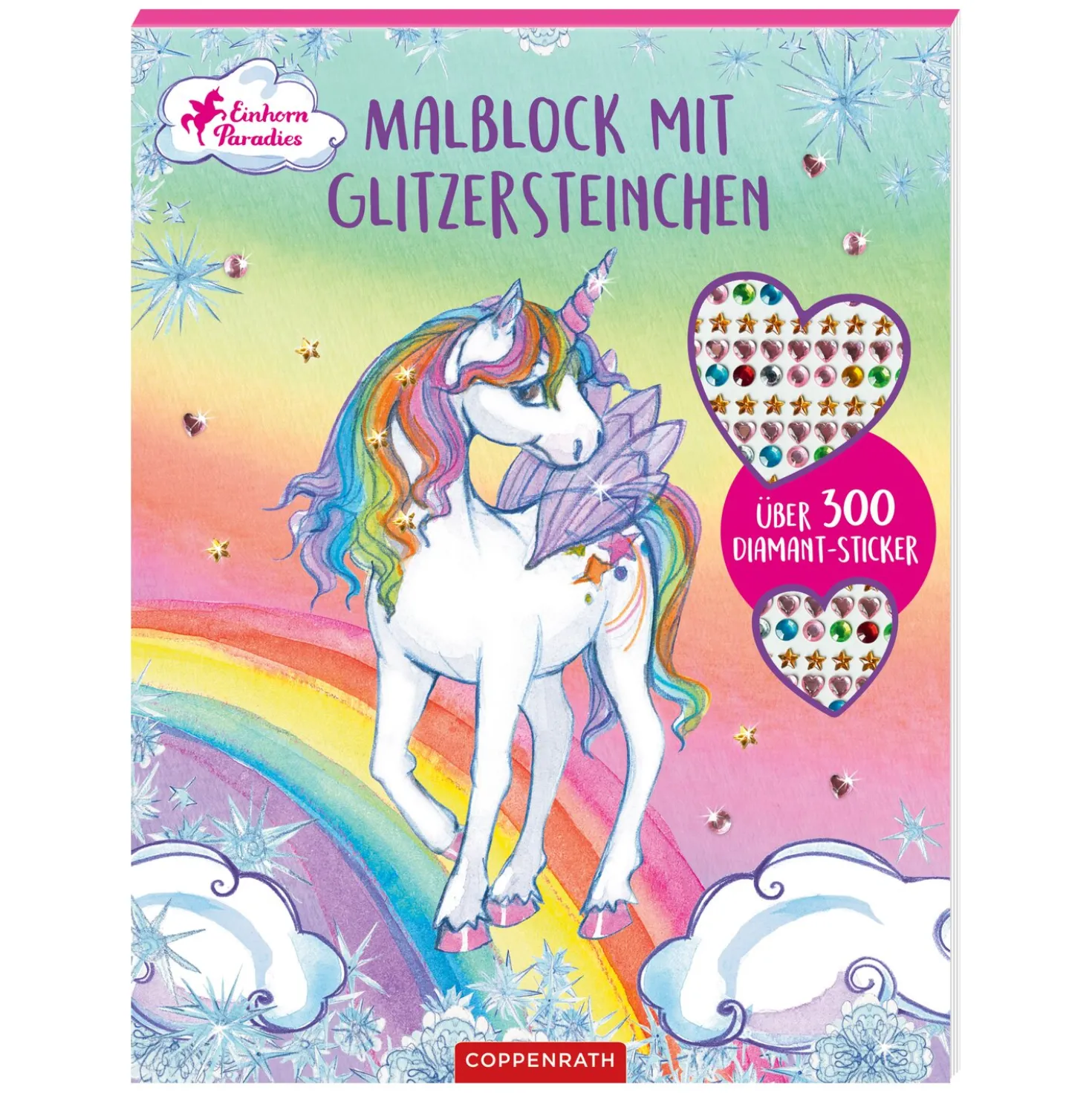 COPPENRATH Malblock mit Glitzersteinen Einhorn-Paradies