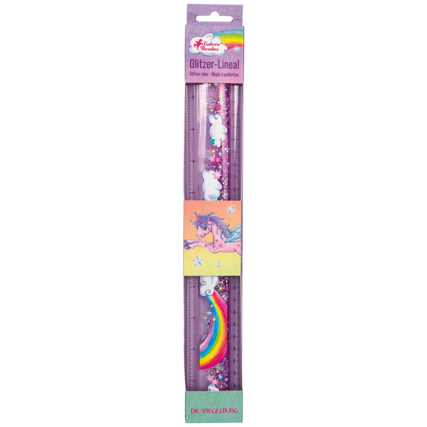 DIE SPIEGELBURG Glitzer-Lineal Einhorn Paradies
