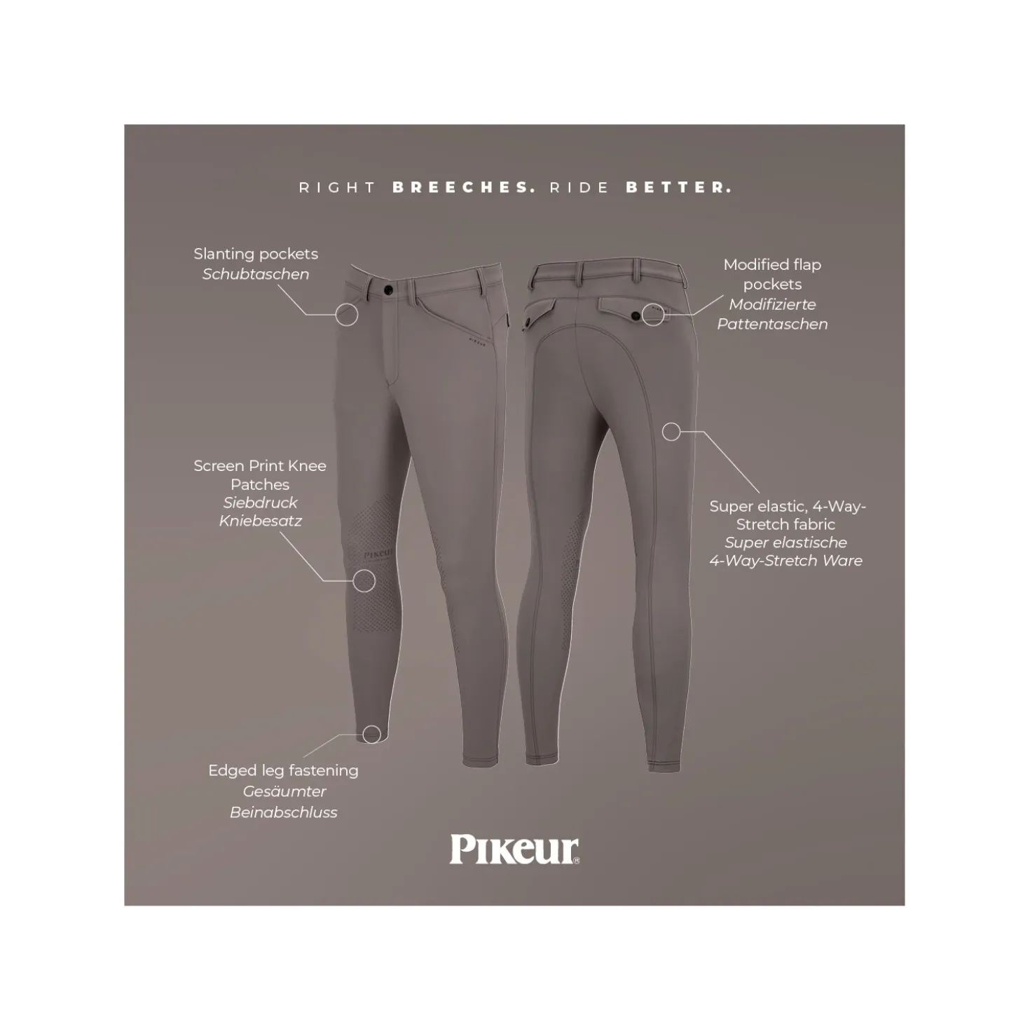 PIKEUR Sports Collection Kniebesatz-Reithose New Rodrigo KN, für Herren